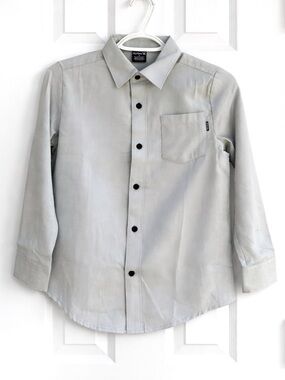 Boys Hurley Button-Up Shirt Size S 8/10 Gray Long Sleeve Pocket Shirt NWT